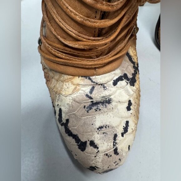 Limited Edition Mimosa Leopard & Beige Leather Booties – Size 7 – Made in Italy - Picture 7 of 16